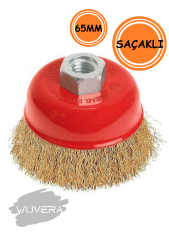 Wuvera Saçaklı Çanak Tel Fırça 65 mm – Pas, Kir ve Boya Temizliği İçin Dayanıklı Fırça