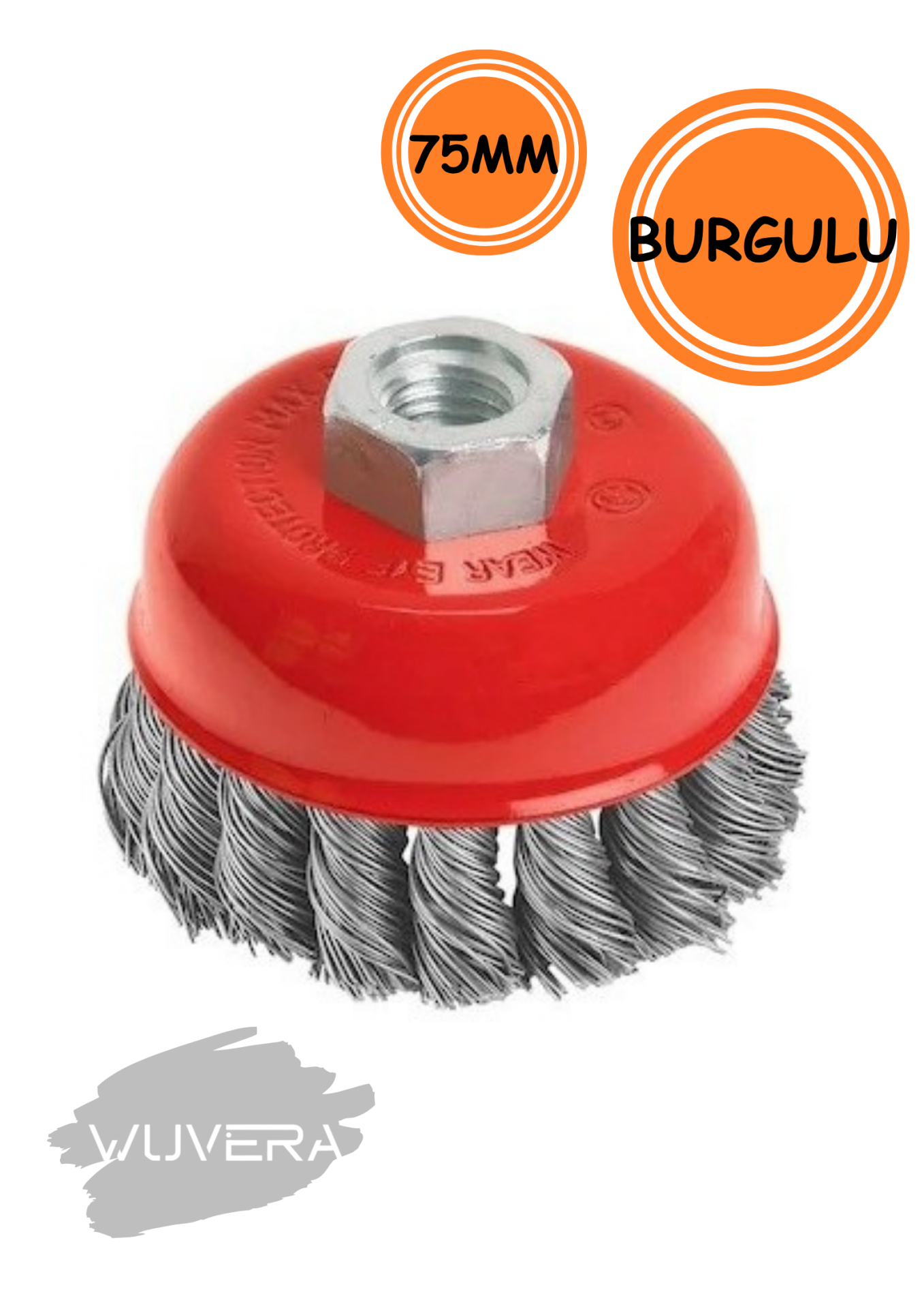 Wuvera Burgulu Çanak Fırça 75 mm – Matkap Uyumlu Metal Temizleme Fırçası