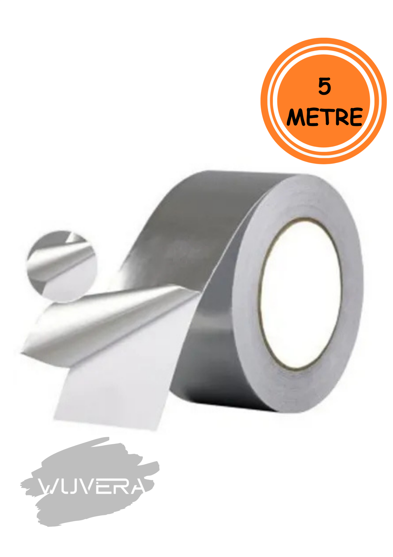 Wuvera 5 Metre Alüminyum Folyo Bant – Alev Almayan, Güçlü Yapışkanlı İzole Bant