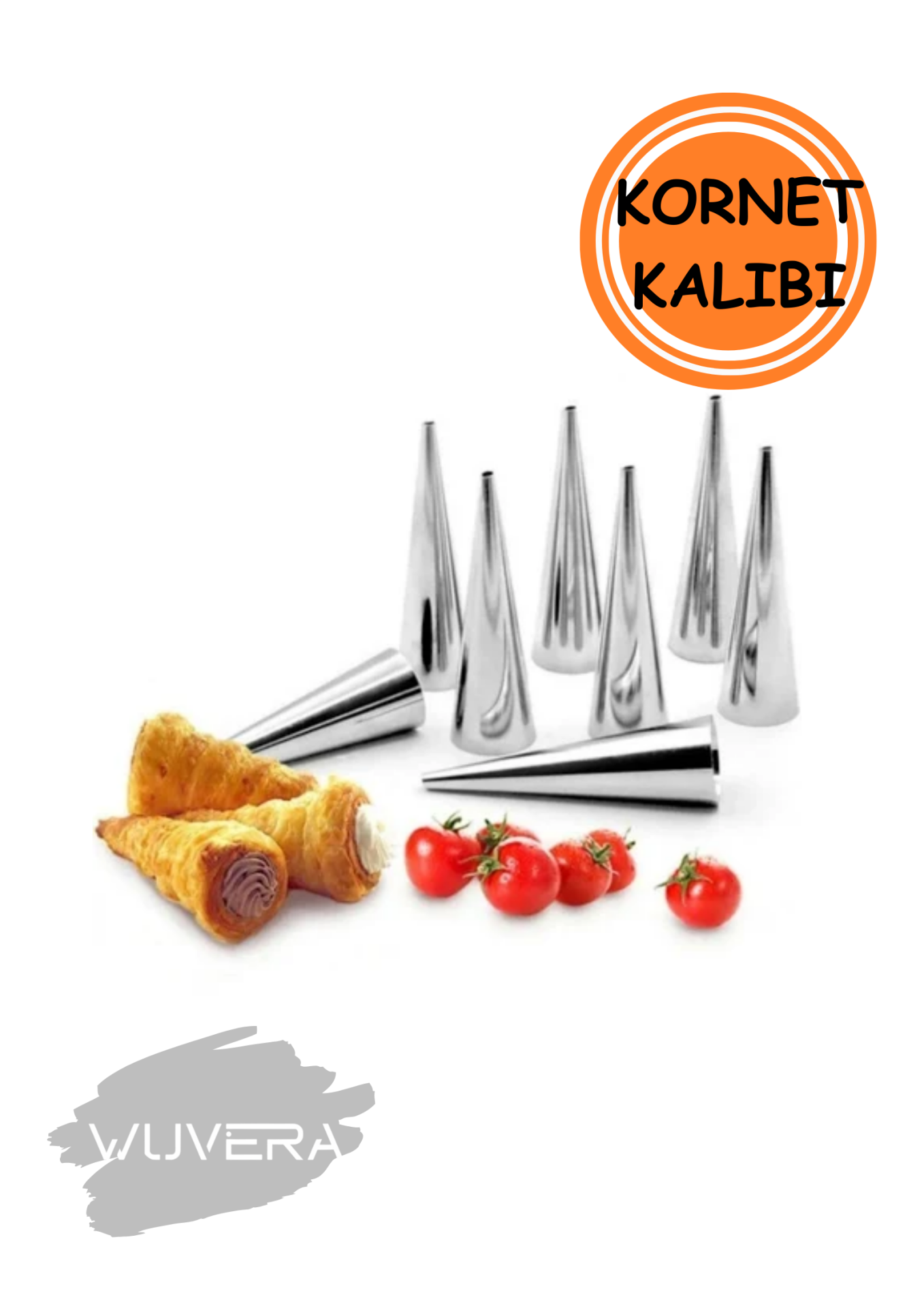Wuvera Paslanmaz Çelik Kornet Kalıbı – 6'lı Set, Dayanıklı ve Hijyenik