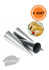 Wuvera Paslanmaz Çelik Kornet Kalıbı – 6'lı Set, Dayanıklı ve Hijyenik