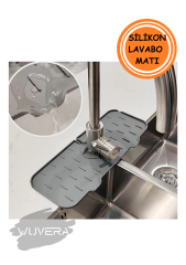 Wuvera Gri Su Tutucu Musluk Matı – Mutfak ve Banyo İçin Pratik Koruyucu