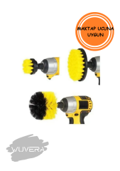Wuvera Matkap Ucuna Takılan Temizlik Fırça Seti – 3 Parça Fırça Başlık ile Derinlemesine Temizlik