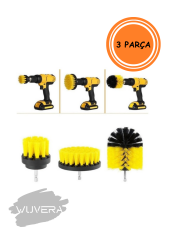 Wuvera Matkap Ucuna Takılan Temizlik Fırça Seti – 3 Parça Fırça Başlık ile Derinlemesine Temizlik