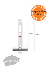 Wuvera Taşınabilir Mini Mop Temizlik Paspası – 180 Derece Döner Başlıklı Pratik Temizlik Aparatı